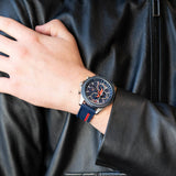  Shop Authentic Tommy Hilfiger Clark Chronograph Blue Dial Black Leather Strap Watch For Men - 1792083 - Luxxuri