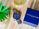  Shop Authentic Tommy Hilfiger Bank Chronograph Blue Dial Silver Steel Strap Watch for Men - 1791718 - Luxxuri