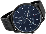  Shop Authentic Tommy Hilfiger Brad Quartz Blue Dial Black Mesh Bracelet Watch For Men - 1710392 - Luxxuri