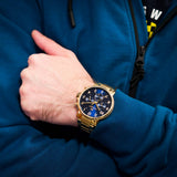  Shop Authentic Tommy Hilfiger Daniel Chronograph Blue Dial Gold Steel Strap Watch for Men - 1710384 - Luxxuri