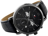  Shop Authentic Tommy Hilfiger Evan Black Dial Black Leather Strap Watch for Men - 1710395 - Luxxuri