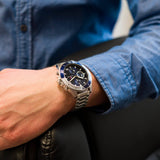  Shop Authentic Tommy Hilfiger Larson Chronograph Blue Dial Silver Steel Strap Watch For Men - 1791917 - Luxxuri