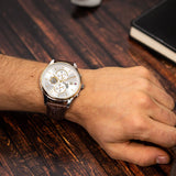  Shop Authentic Tommy Hilfiger Weston Chronograph Silver Dial Brown Leather Strap Watch For Men - 1710501 - Luxxuri