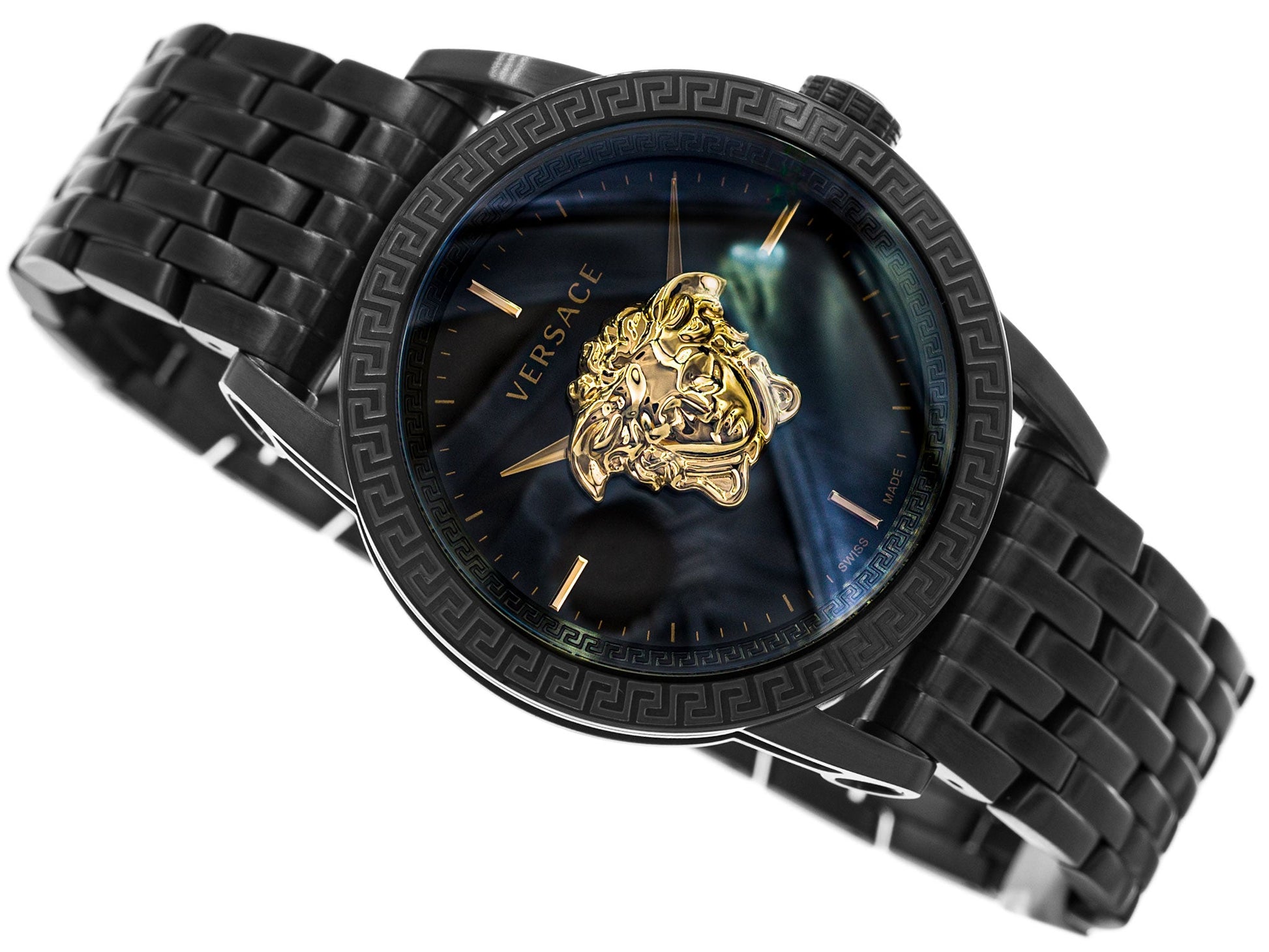  Shop Authentic Versace Palazzo Empire Black Dial Black Steel Strap Watch for Men - VERD00518 - Luxxuri