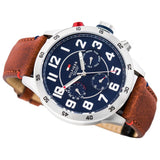  Shop Authentic Tommy Hilfiger Trent Quartz Blue Dial Brown Leather Strap Watch for Men - 1791066 - Luxxuri