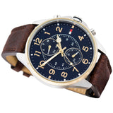  Shop Authentic Tommy Hilfiger Dean Multifunctional Blue Dial Brown Leather Strap Watch for Men - 1791275 - Luxxuri