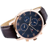  Shop Authentic Tommy Hilfiger Kane Chronograph Blue Dial Brown Leather Strap Watch for Men - 1791399 - Luxxuri