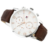  Shop Authentic Tommy Hilfiger Kane Chronograph White Dial Brown Leather Strap Watch for Men - 1791400 - Luxxuri