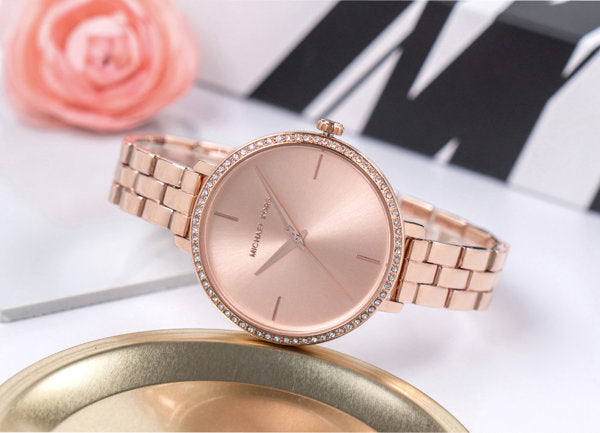  Shop Authentic Michael Kors Charley Three-Hand Analog Rose Gold Dial Rose Gold Steel Strap Watch for Women - MK4400 - Luxxuri
