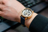  Shop Authentic Fossil Original Boyfriend Skeleton White Dial Blue Leather Strap Watch for Women - ME3086 - Luxxuri
