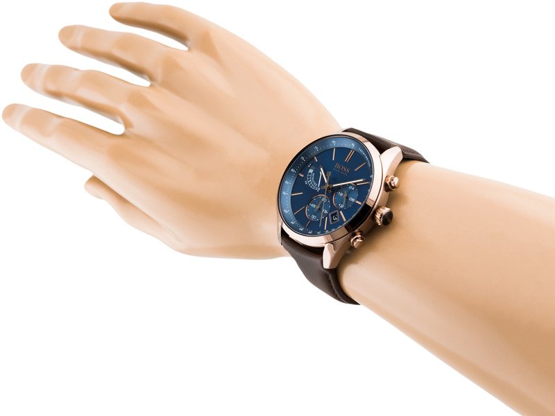  Shop Authentic Hugo Boss Grand Prix Blue Dial Brown Leather Strap Watch for Men - 1513604 - Luxxuri