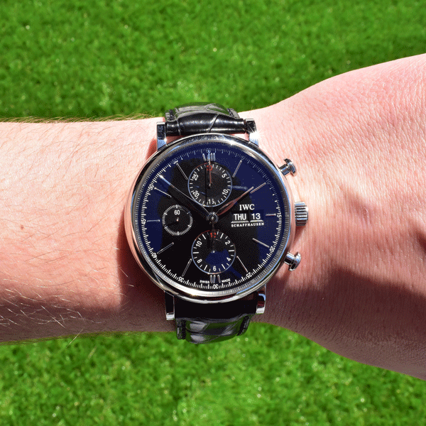  Shop Authentic IWC Portofino Chronograph Black Dial Black Leather Strap Watch for Men - IW391029 - Luxxuri