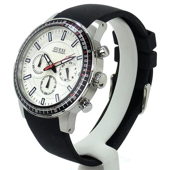  Shop Authentic Guess Fuel Multifunction White Dial Black Rubber Strap Watch for Men - W0802G1 - Luxxuri