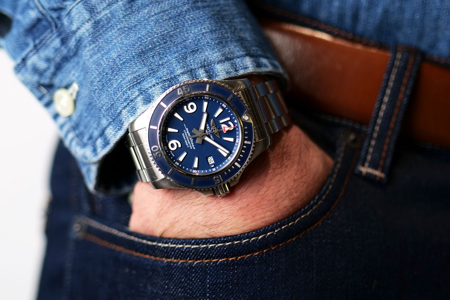  Shop Authentic Breitling Superocean Automatic 42mm Blue Dial Silver Steel Strap Watch for Men - A17366D81C1A1 - Luxxuri