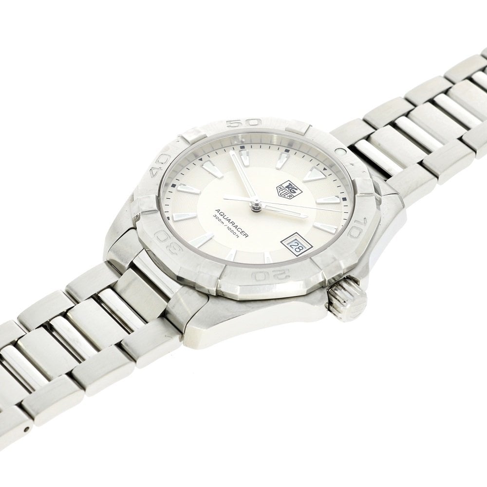  Shop Authentic Tag Heuer Aquaracer Quartz White Dial Silver Steel Strap Watch for Men - WAY1111.BA0928 - Luxxuri