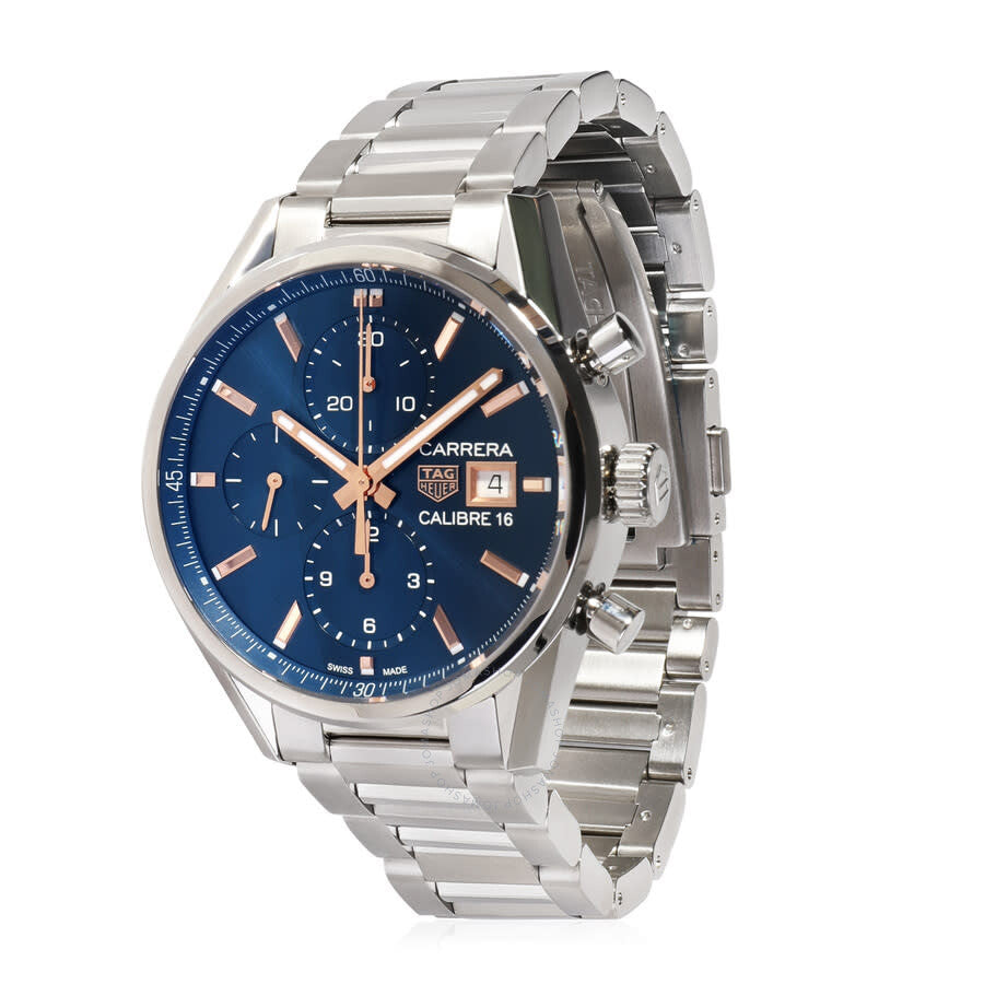  Shop Authentic Tag Heuer Carrera Automatic Chronograph Blue Dial Silver Steel Strap Watch for Men - CBK2115.BA0715 - Luxxuri