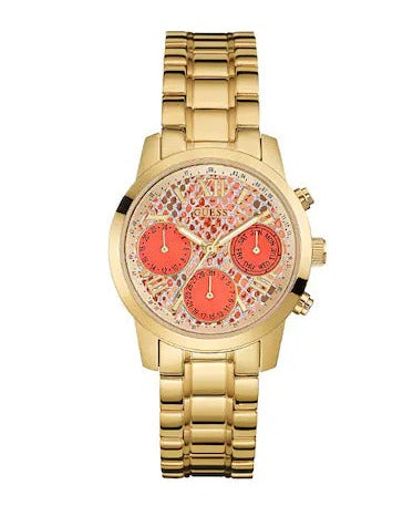  Shop Authentic Guess Mini Sunrise Quartz Analog Orange Dial Gold Steel Strap Watch For Women - W0448L7 - Luxxuri