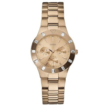  Shop Authentic Guess Glisten Multifunction Quartz Rose Gold Dial Rose Gold Steel Strap Watch For Women - W16017L1 - Luxxuri