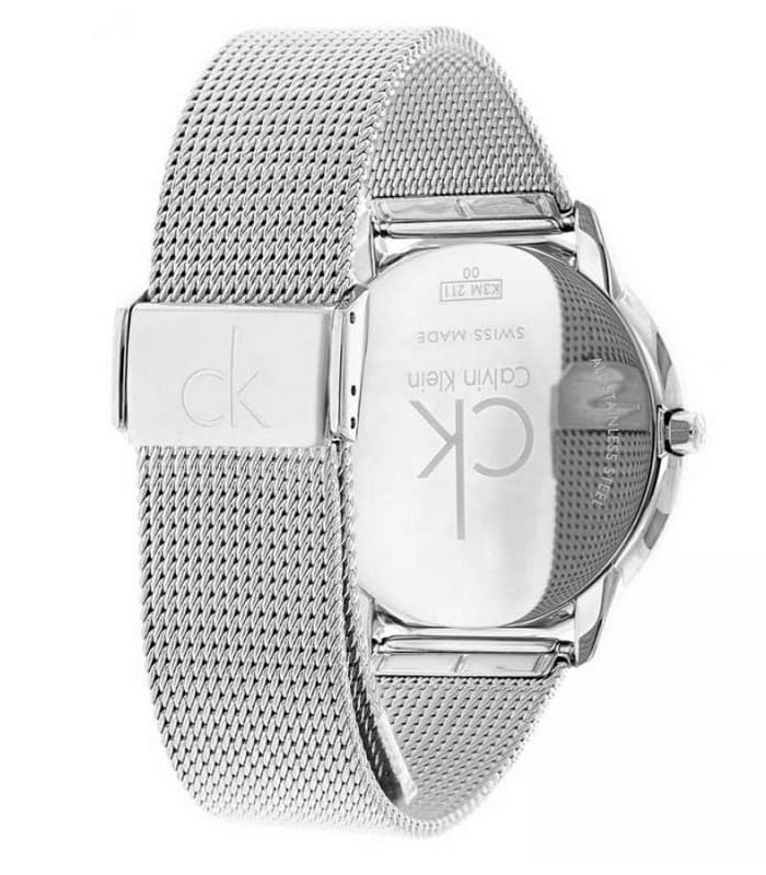  Shop Authentic Calvin Klein Minimal Grey Dial Silver Mesh Bracelet Watch for Men - K3M22124 - Luxxuri