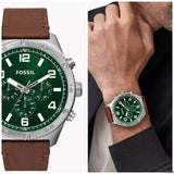  Shop Authentic Fossil Brox Multifunction Green Dial Brown Leather Strap Watch for Men - BQ2801 - Luxxuri