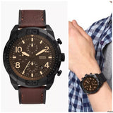  Shop Authentic Fossil Bronson Chronograph Brown Dial Brown Leather Strap Watch for Men - FS5875 - Luxxuri