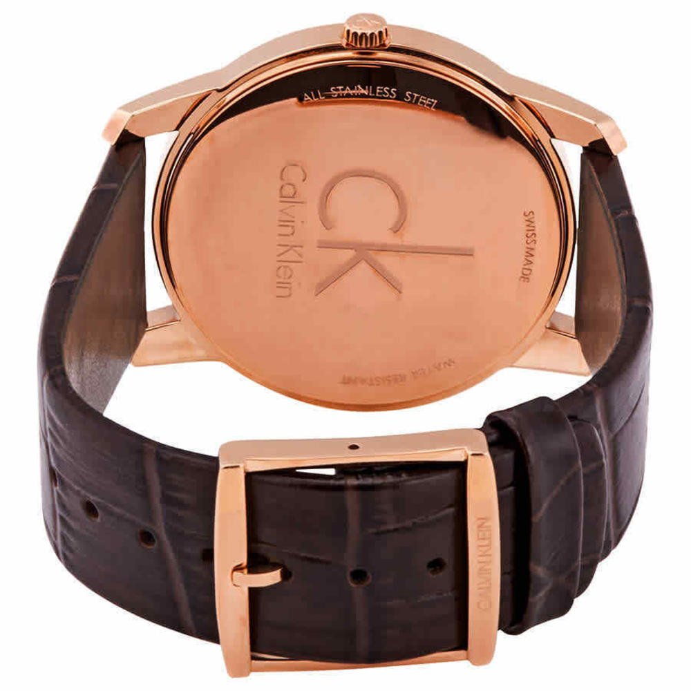  Shop Authentic Calvin Klein City Silver Dial Brown Leather Strap Watch For Men - K2G21629 - Luxxuri