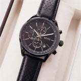  Shop Authentic Hugo Boss Grand Prix Black Dial Black Leather Strap Watch for Men - 1513474 - Luxxuri