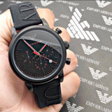  Shop Authentic Emporio Armani Luigi Chronograph Black Dial Black Rubber Strap Watch For Men - AR11024 - Luxxuri