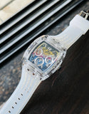  Shop Authentic Guess Phoenix Polycarbonate Clear Multi-function Black Dial Clear Rubber Strap Watch for Men - GW0499G3 - Luxxuri