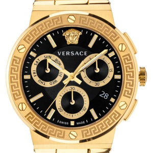 Shop Authentic Versace Greca Chronograph Black Dial Gold Steel Strap Watch For Men - VEZ900421 - Luxxuri