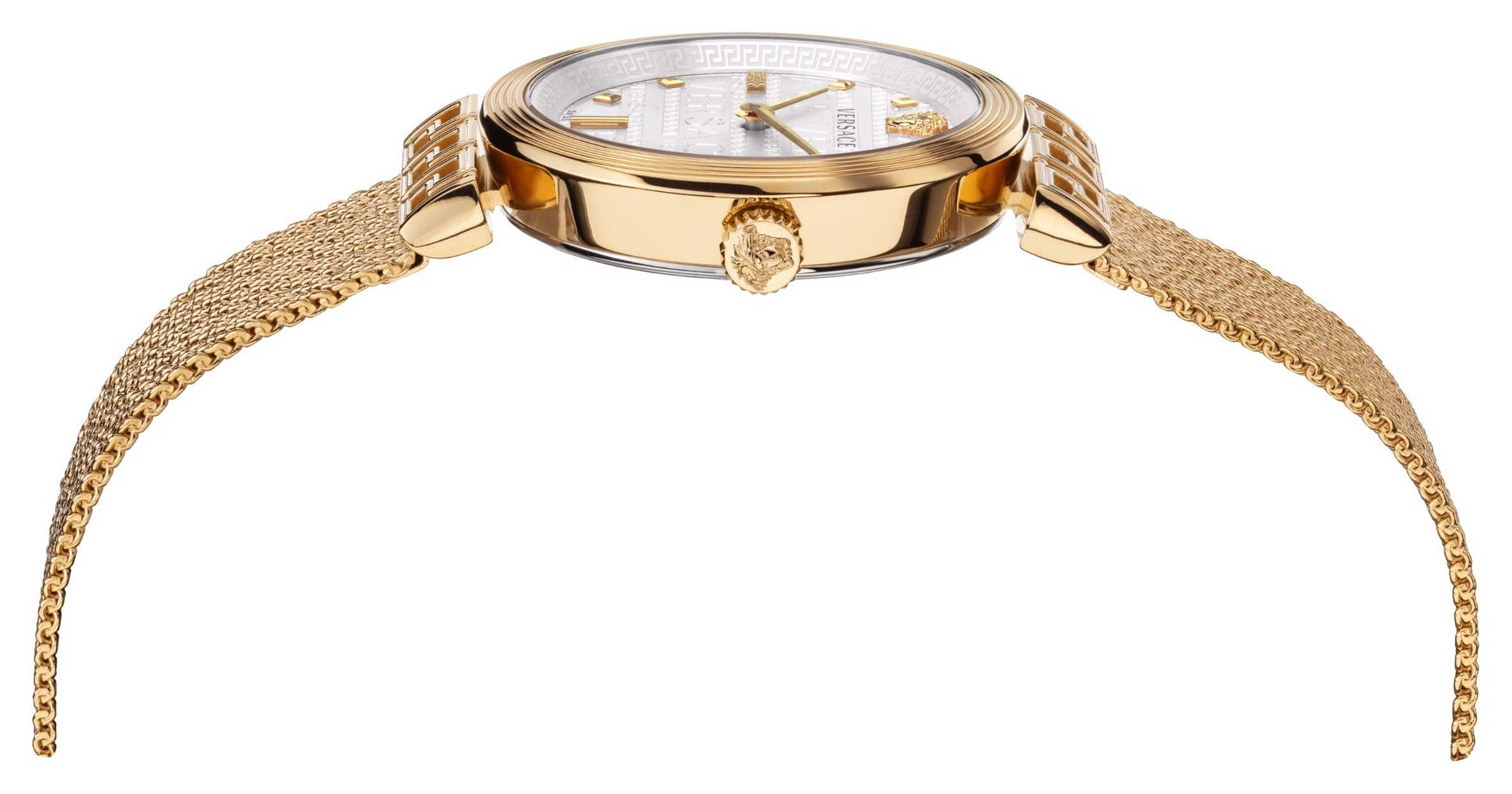  Shop Authentic Versace Meander Greca White Dial Gold Mesh Bracelet Watch for Women - VELW00820 - Luxxuri