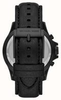 Michael Kors Everest Chronograph Black Dial Black Leather Strap Watch For Men - MK9053