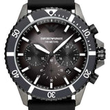  Shop Authentic Emporio Armani Diver Chronograph Black Dial Black Silicon Strap Watch For Men - AR11515 - Luxxuri