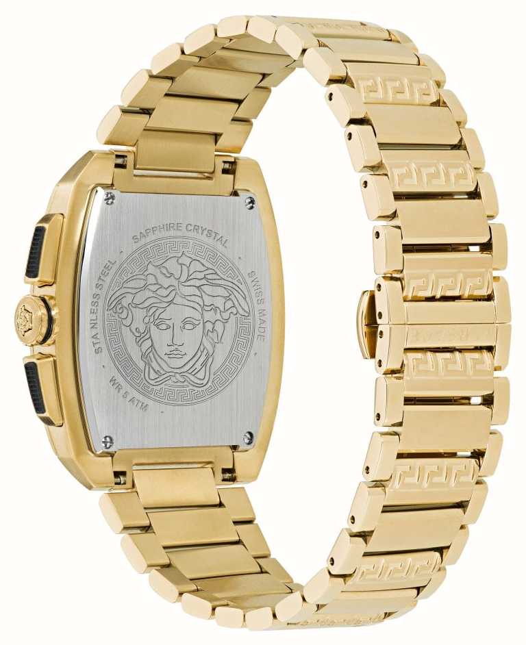  Shop Authentic Versace Dominus Chronograph Black Dial Gold Steel Strap Watch For Men - VE6H00523 - Luxxuri