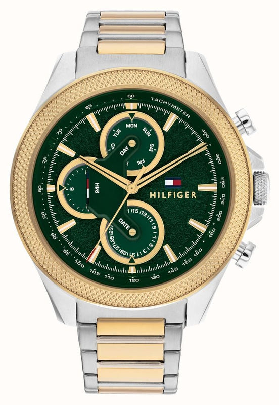  Shop Authentic Tommy Hilfiger Clark Chronograph Blue Dial Two Tone Steel Strap Watch For Men - 1792079 - Luxxuri