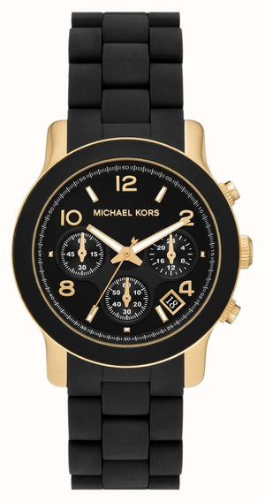  Shop Authentic Michael Kors Runway Chronograph Black Dial Black Silicone Strap Watch For Women - MK7385 - Luxxuri