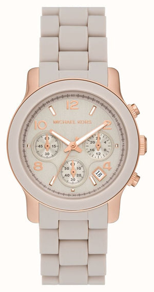  Shop Authentic Michael Kors Runway Chronograph Grey Dial Grey Silicone Strap Watch For Women - MK7386 - Luxxuri