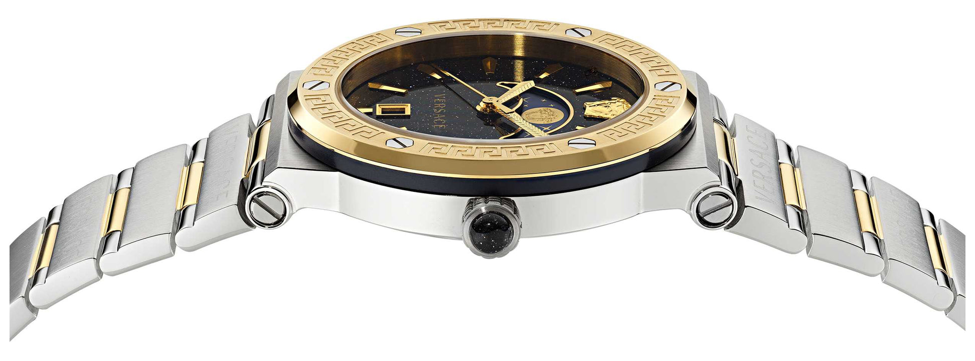 Shop Authentic Versace Greca Logo Moonphase Black Dial Two Tone Steel Strap Watch for Men - VE7G00223 - Luxxuri