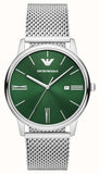  Shop Authentic Emporio Armani Minimalist Quartz Green Dial Silver Mesh Bracelet Watch For Men - AR11578 - Luxxuri