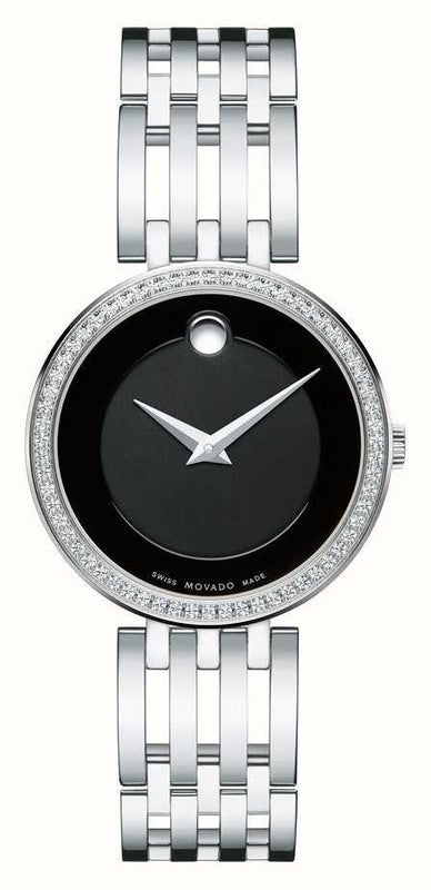  Shop Authentic Movado Esperanza 63 Diamonds Black Dial Silver Steel Strap Watch For Women - 0607052 - Luxxuri