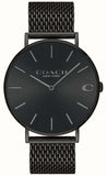 Coach Charles Black Dial Black Mesh Bracelet Watch for Men - 14602148