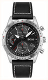  Shop Authentic Hugo Boss Aero Chronograph Black Dial Black Leather Strap Watch for Men - 1513770 - Luxxuri