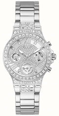 Guess Moonlight Multi Function Diamonds Silver Dial Silver Steel Strap Watch for Women - GW0320L1