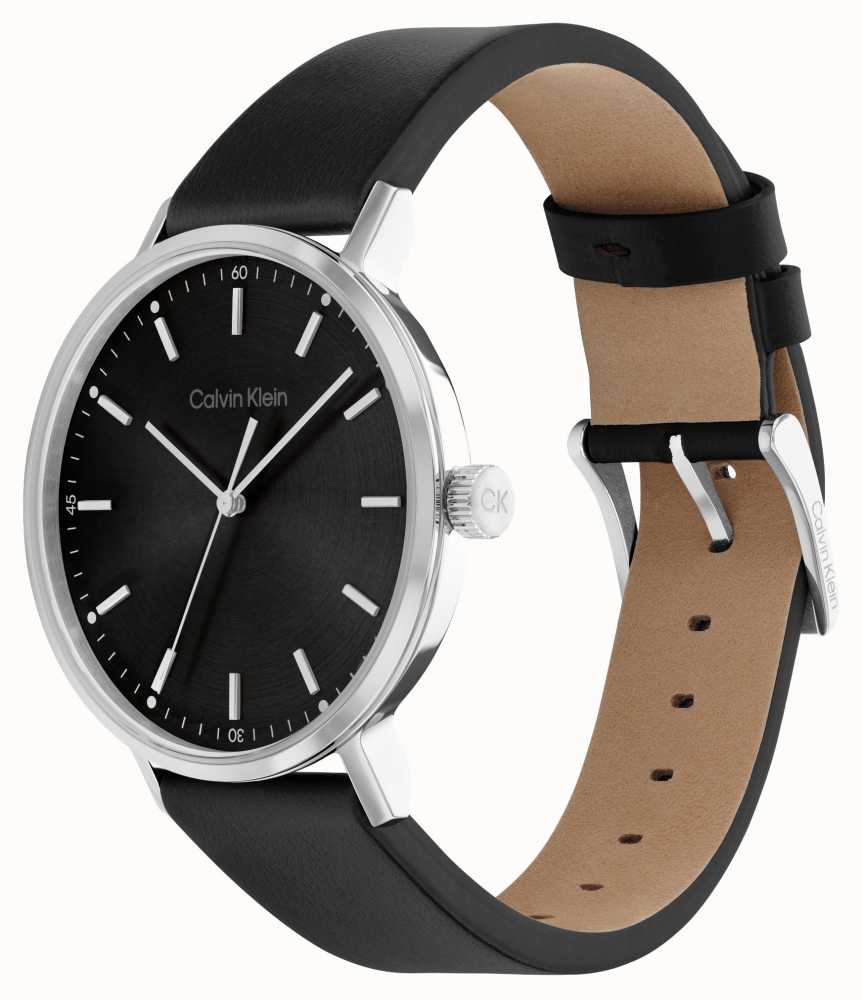  Shop Authentic Calvin Klein City Quartz Black Dial Black Leather Strap Watch for Men - K2G2G1C1 - Luxxuri