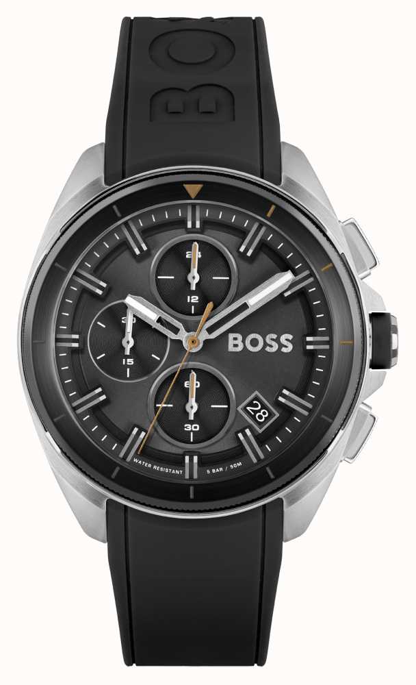 Hugo Boss Volane Grey Dial Black Silicone Strap Watch for Men - 1513953