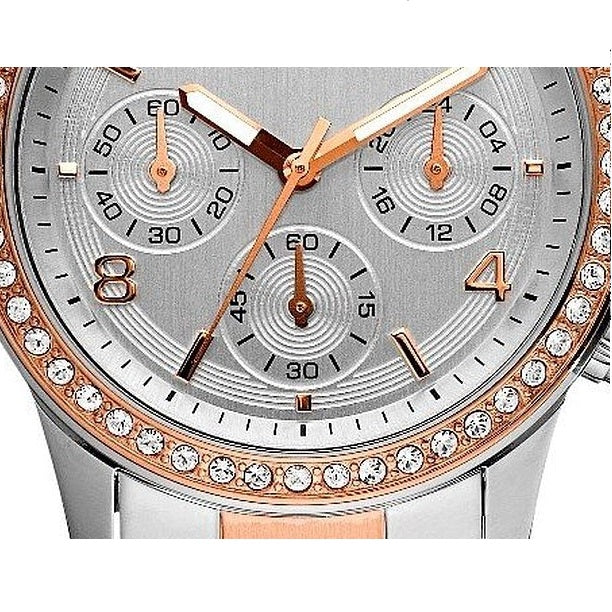 Shop Authentic Guess Mini Spectrum Quartz Silver Dial Two Tone Steel Strap Watch For Women - W0122L1 - Luxxuri