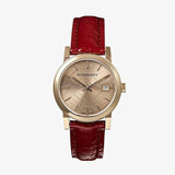  Shop Authentic Burberry The City Gold Dial Red Leather Strap Watch for Women - BU9140 - Luxxuri