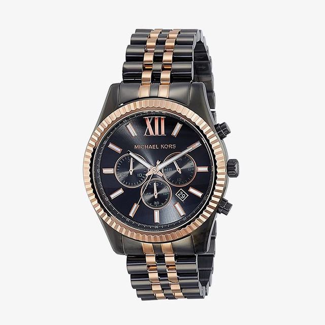  Shop Authentic Michael Kors Lexington Chronograph Black Dial Two Tone Steel Strap Watch for Men - MK8561 - Luxxuri