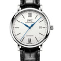  Shop Authentic IWC Portofino Automatic '150 Years' Edition Automatic White Dial Black Leather Strap Watch for Men - IW356519 - Luxxuri
