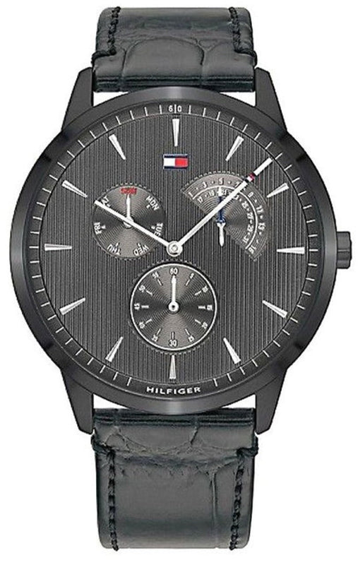  Shop Authentic Tommy Hilfiger Brad Chronograph Quartz Grey Dial Grey Leather Strap Watch For Men - 1710388 - Luxxuri